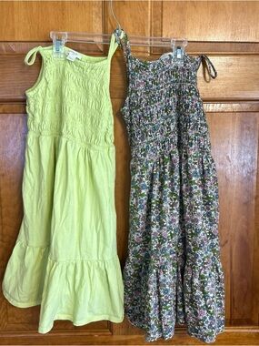 Crewcuts Girls Sundresses One Green other Floral Both Smocked top Sz 8-VGUC